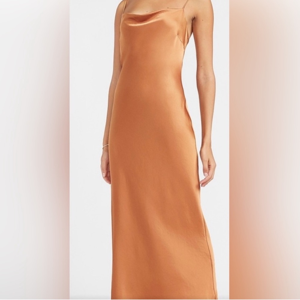 Express Satin Cowl Neck Slip Dress Size Medium Rust/Copper Color